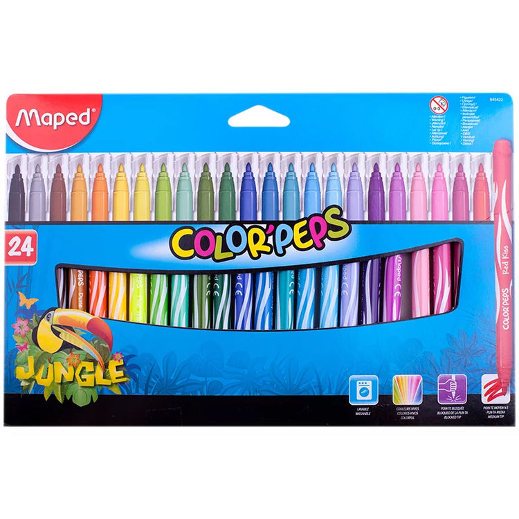 Maped ColorPeps Jungle Felt Tip Pens Markers x24
