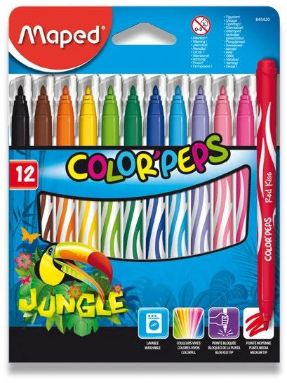 Maped ColorPeps Jungle Felt Tip Pens Markers x12
