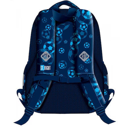 Blue Soccer Balls 3 compartment Backpack BP26 39x27x17 cm