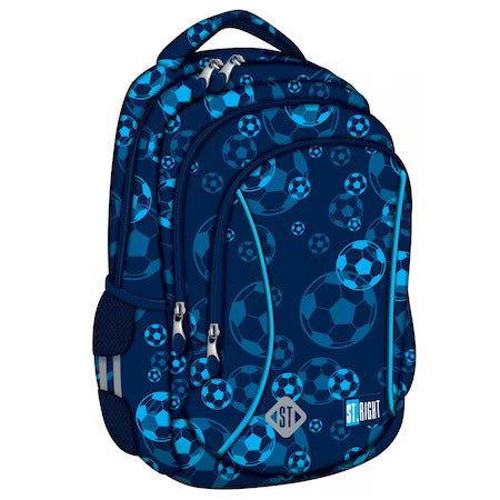 Blue Soccer Balls 3 compartment Backpack BP26 39x27x17 cm