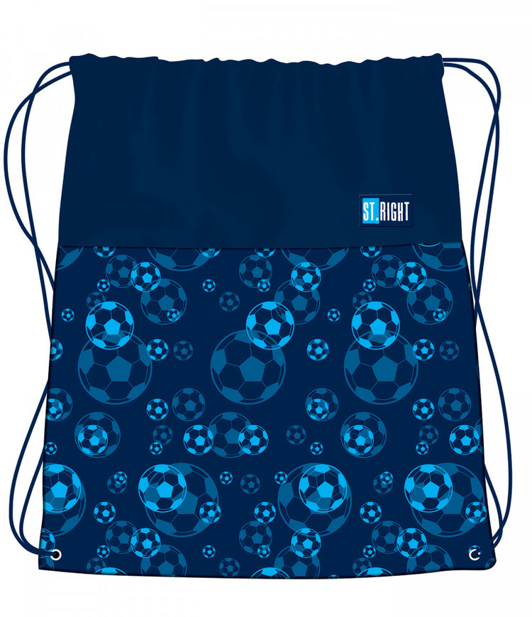 Blue Soccer Balls 1 compartment drawstring bag