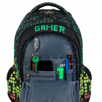 PIXEL GAMER 3-compartment backpack 39x27x17 cm