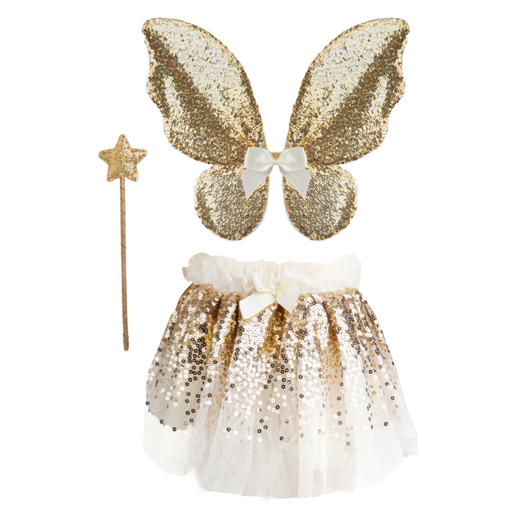 Gracious Gold Sequins Skirt with Wings & Wand Size 4 - 6 years
