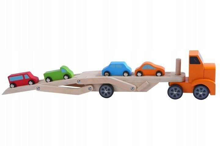 Wooden tow trucks with 4 cars