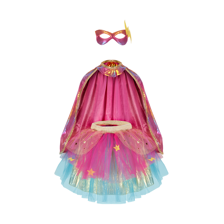 Super Duper Tutu/Cape/Mask Pink & Gold 4-6 years