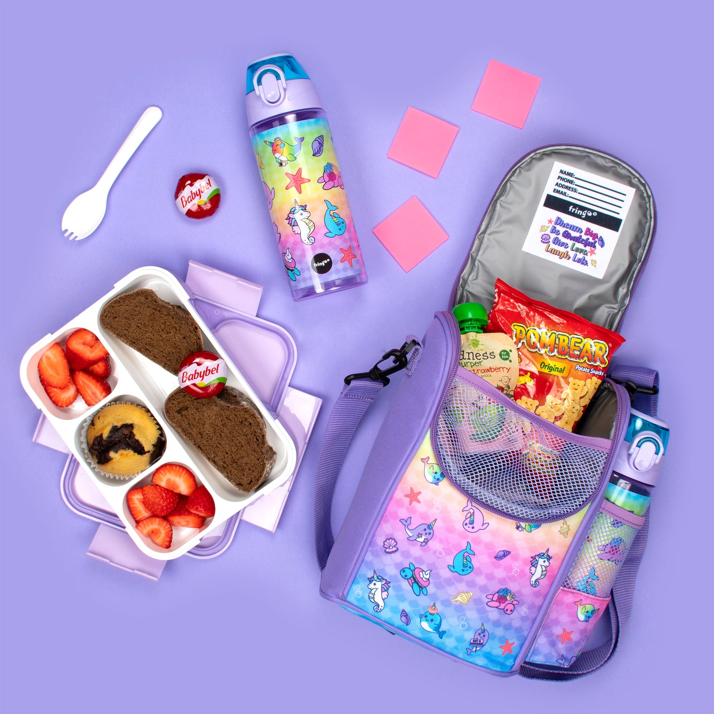 Narwhal and Seahorse Strap Lunch Bag