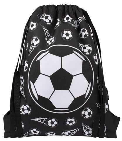 Football Black Drawstring Bag