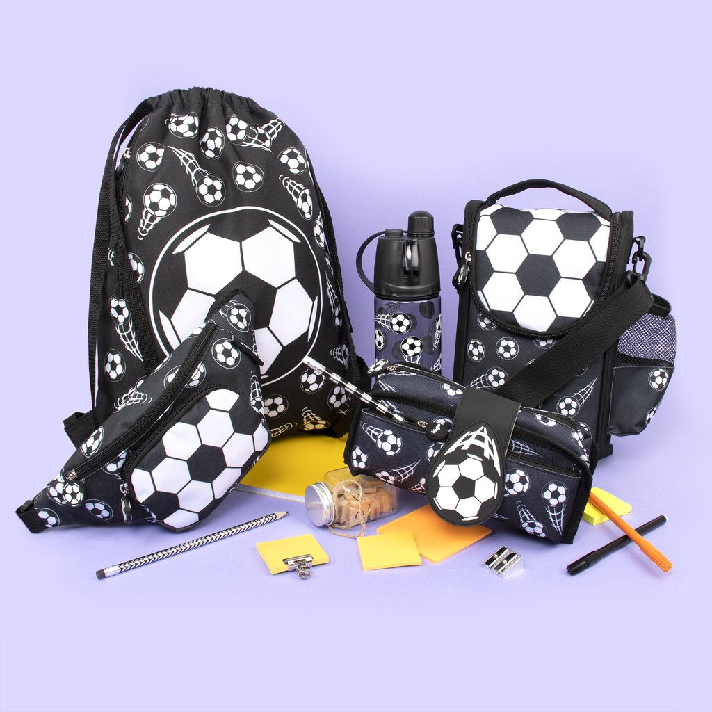Football Black Drawstring Bag