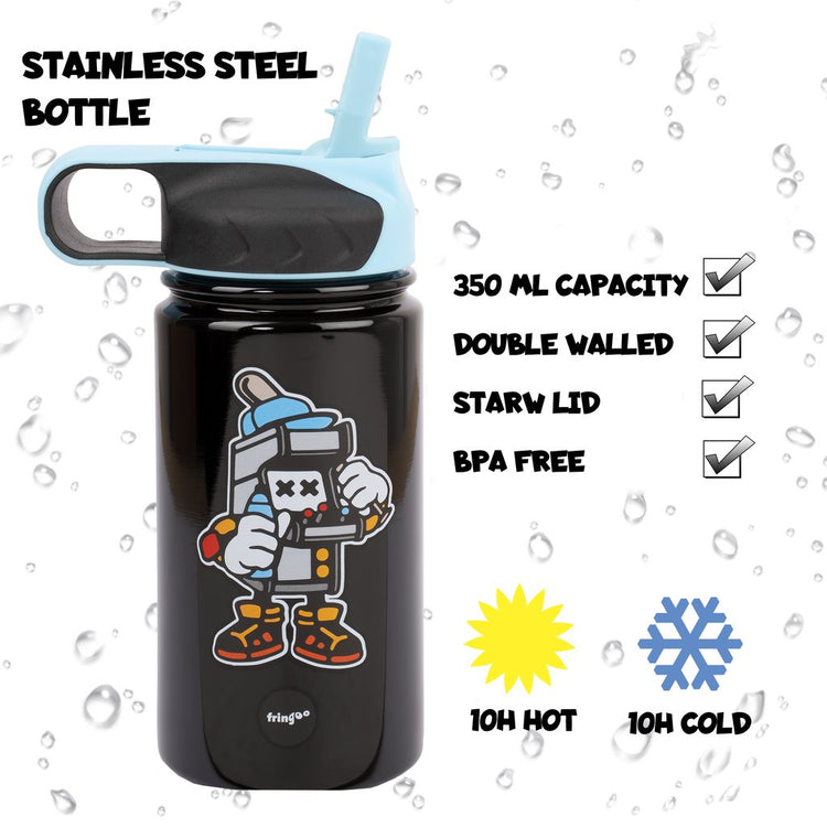 Little Gamers Stainless Steel Bottle with Straw 350ml