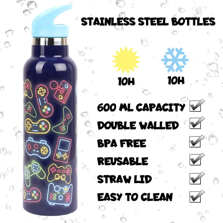 Neon Gamer Stainless Steel 600ml Bottle