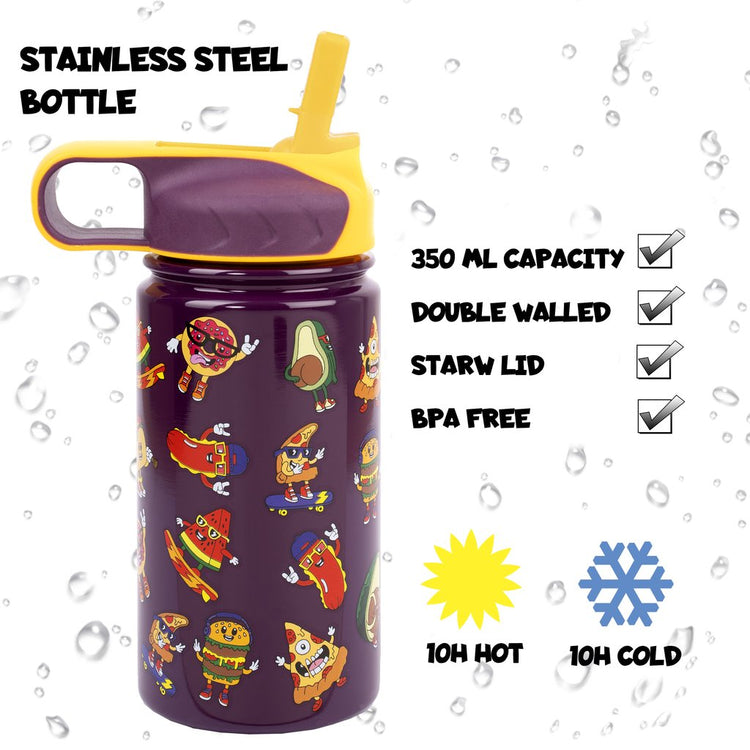 Cool Food Stainless Steel Bottle with Straw 350ml