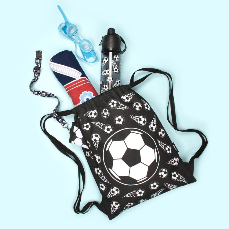 Football Black Drawstring Bag