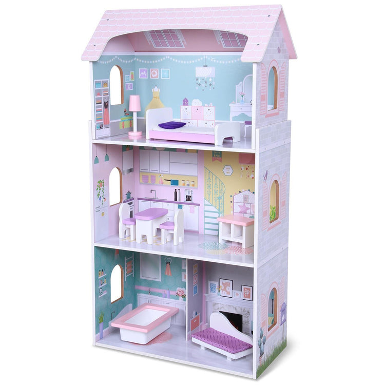 Pastel Doll House with 8 accessories (for dolls up to 20cm)